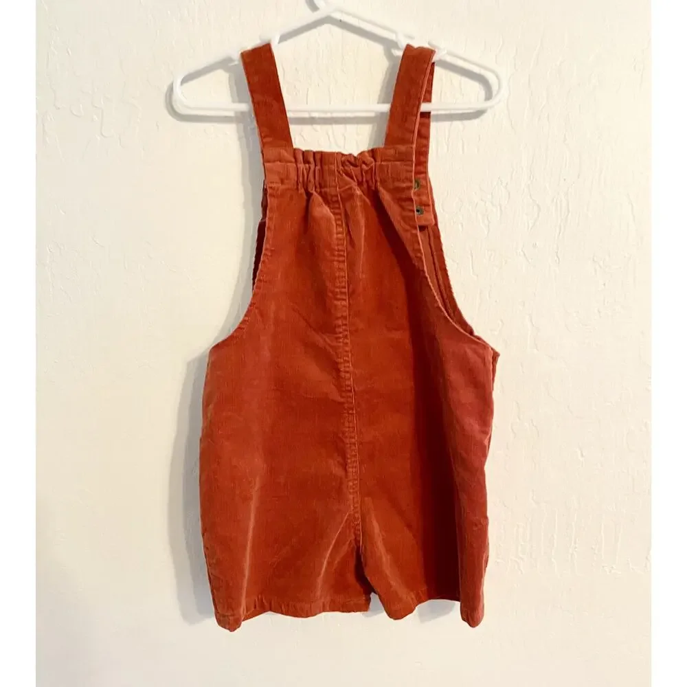 Gymboree Dark Orange Owl Corduroy Overall Shorts Size 5